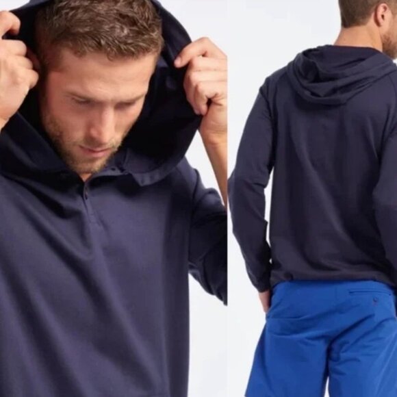 NEW Rhone Bolina Henley Hoodie Blue Size XLarge 2021 Lightweight Hooded Hood XL - Picture 2 of 12